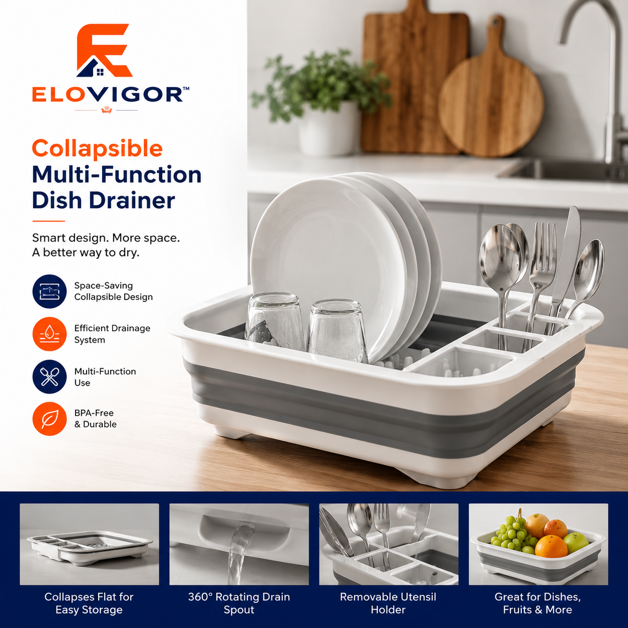 ELOVIGOR™ FlexDrain Collapsible Kitchen Organizer