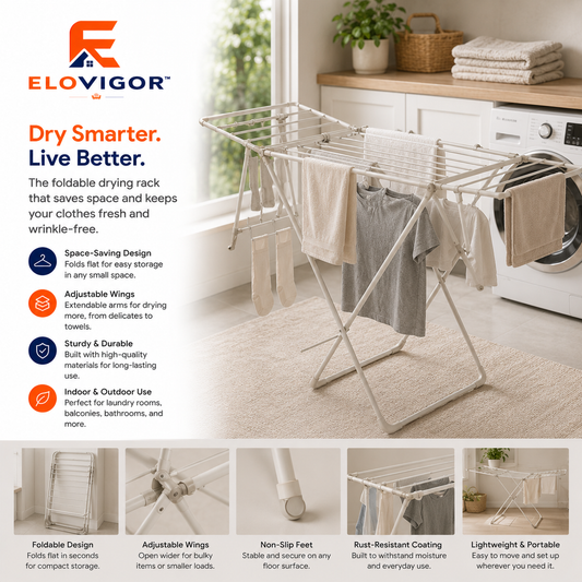 ELOVIGOR™ AirFold Expandable Laundry Drying Rack