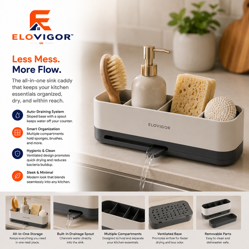 ELOVIGOR™ AquaDock Self-Draining Sink Organizer
