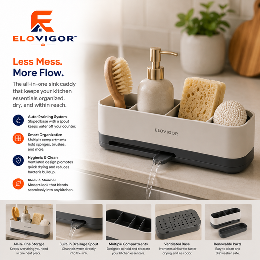 ELOVIGOR™ AquaDock Self-Draining Sink Organizer